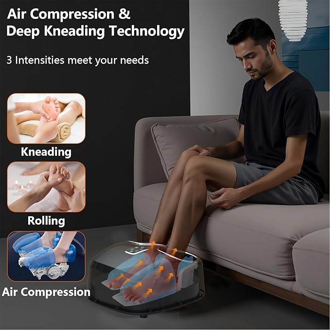 Massage des pieds en position assise avec le masseur WERTYI