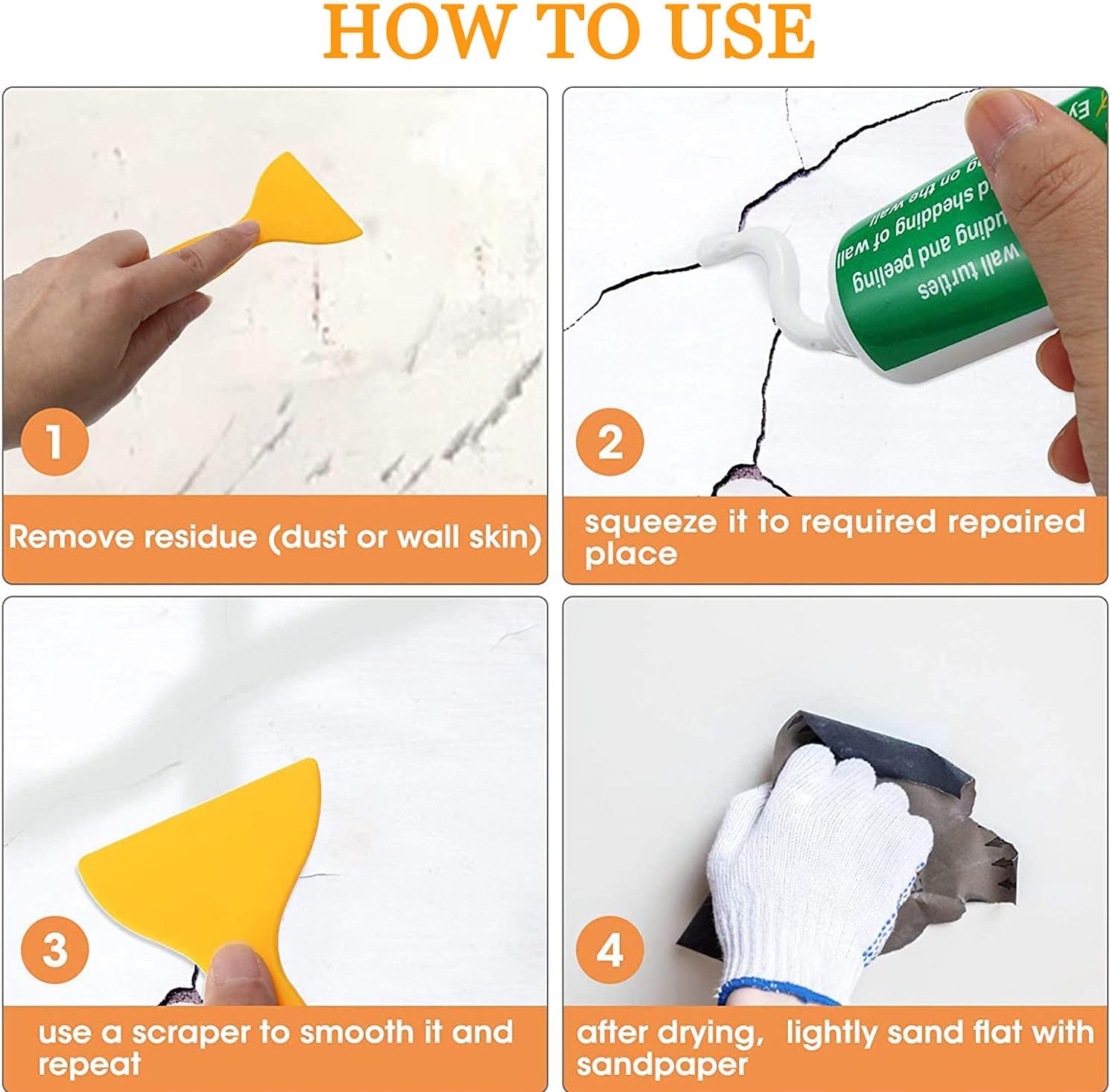 Wall Mending Agent 3 Pack Drywall Repair Kit with Wall Surface Repair Free Scraper and Tips Hole Filler Quick and Easy Solution Self-Adhesive Drywall Repair Putty - - 