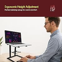 Vista 2 de Pyle Portable Folding Laptop Stand - Foldable Laptop Stand with Adjustable Height, Secondary Accessory Tray for iPad, Tablet, DJ Mixer, Workstation