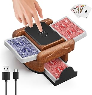 Kartenmischmaschine Elektrische Mischmaschine Karten für 1–2 Decks One-Press Auto & Manueller Wiederaufladbar 2600mAh Geräuscharm für Poker UNO Blackjack Skip-BO Phase 10 Texas Hold'em