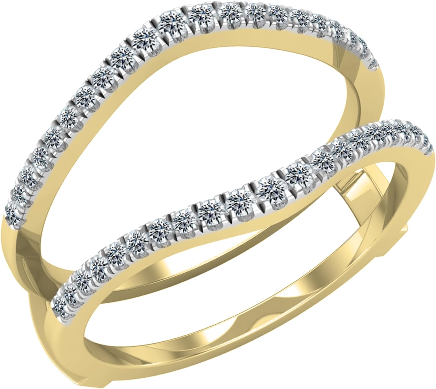 0.26 Carat Round Lab Grown White Diamond Engagement Enhancer Guard Ring for Women in 10K Solid Gold