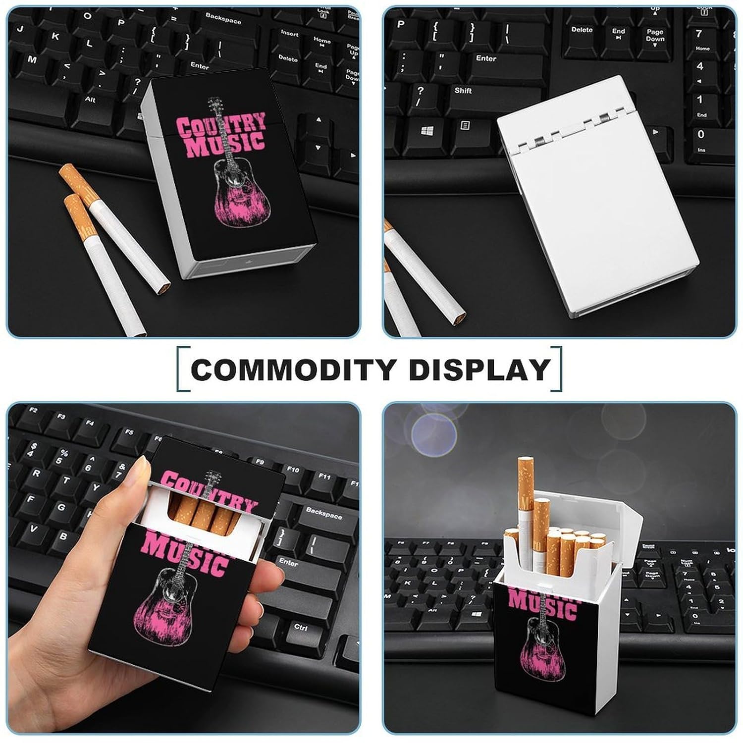 Country Music Guitar Unisex Cigarette Case Holder Reusable Waterproof Protective Box image 5