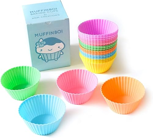 by XNM Creations - Moldes de silicona de grado prémium para magdalenas y muffins (pastel), paquete de 24