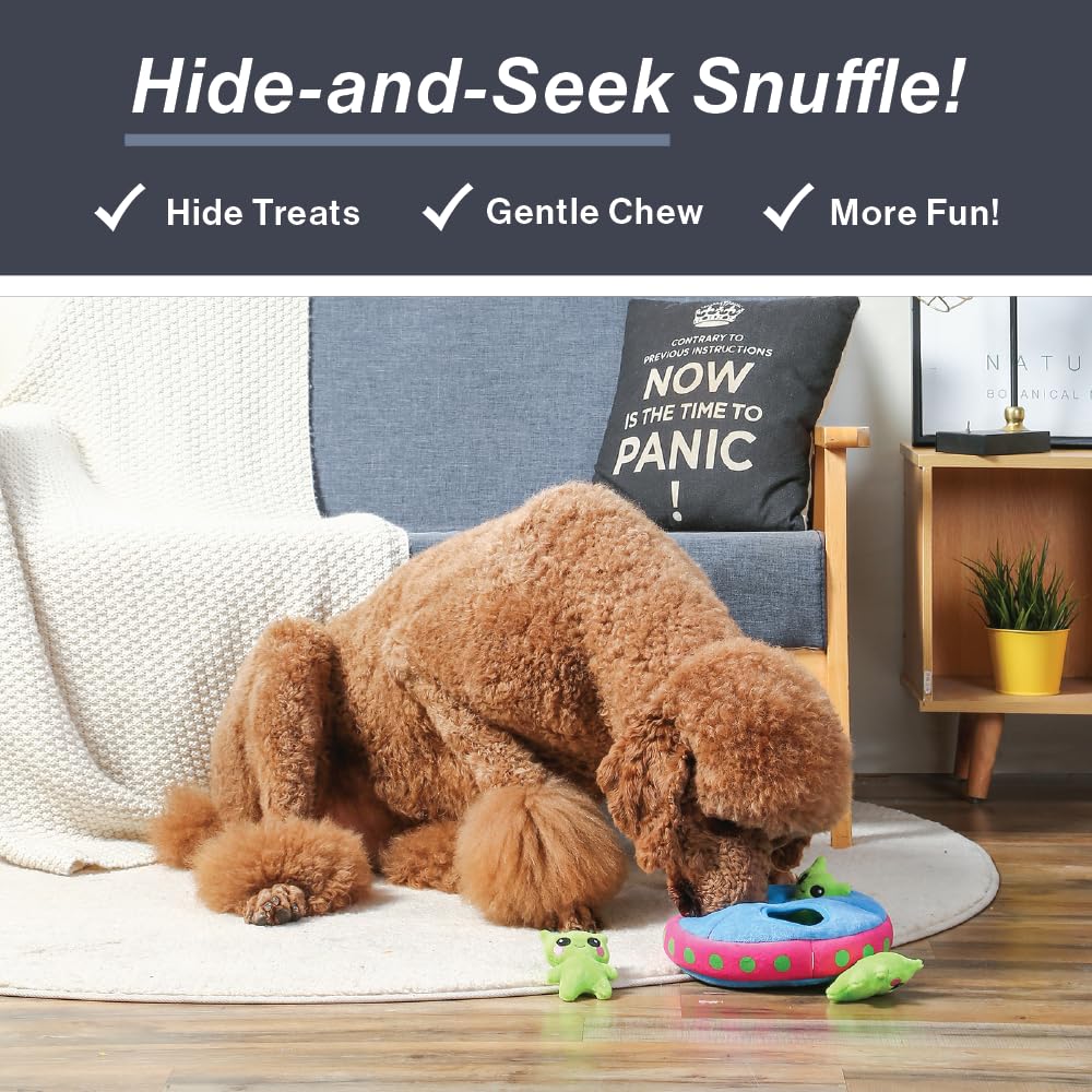 HugSmart Pet – Space Paws UFO | Jouets couineurs en Peluche pour Chien | Jouets Puzzle interactifs en Peluche pour Chiens de Petite et Moyenne Taille