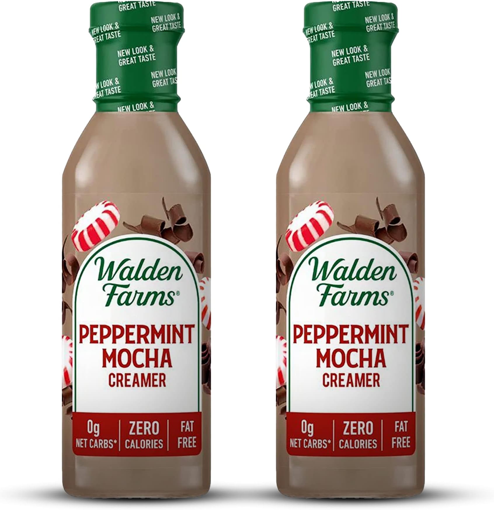 Walden Farms Peppermint Mocha Coffee Creamer, 12 oz. Bottle, Fresh Flavored Non-Dairy Milk Substitute, Natural and Organic Liquid, Gluten Free and Low Carb, Vegan Friendly, 2 Pack
