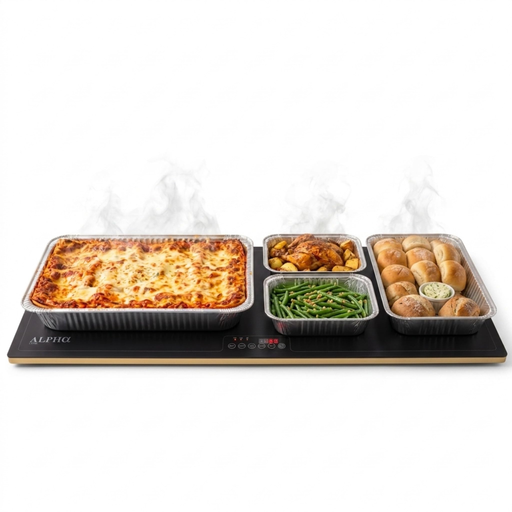 Alpha Living Warming Tray for Food – 40 Inch Glass Top Food Warmers for Parties Buffet – Tempered Glass Electric Warming Mat with 3 Heat Settings – Buffet Warmer for Events, Parties, Catering
