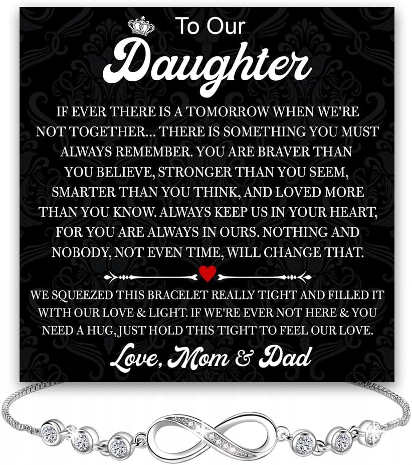 VIRAGIL To My Daughter Bracelet From Mom Or Dad With Heartfelt Message & Box - Valentines Gifts For Daughter, Jewelry Gift For Daughter From Mother Or Father On Birthday, Graduation, Christmas