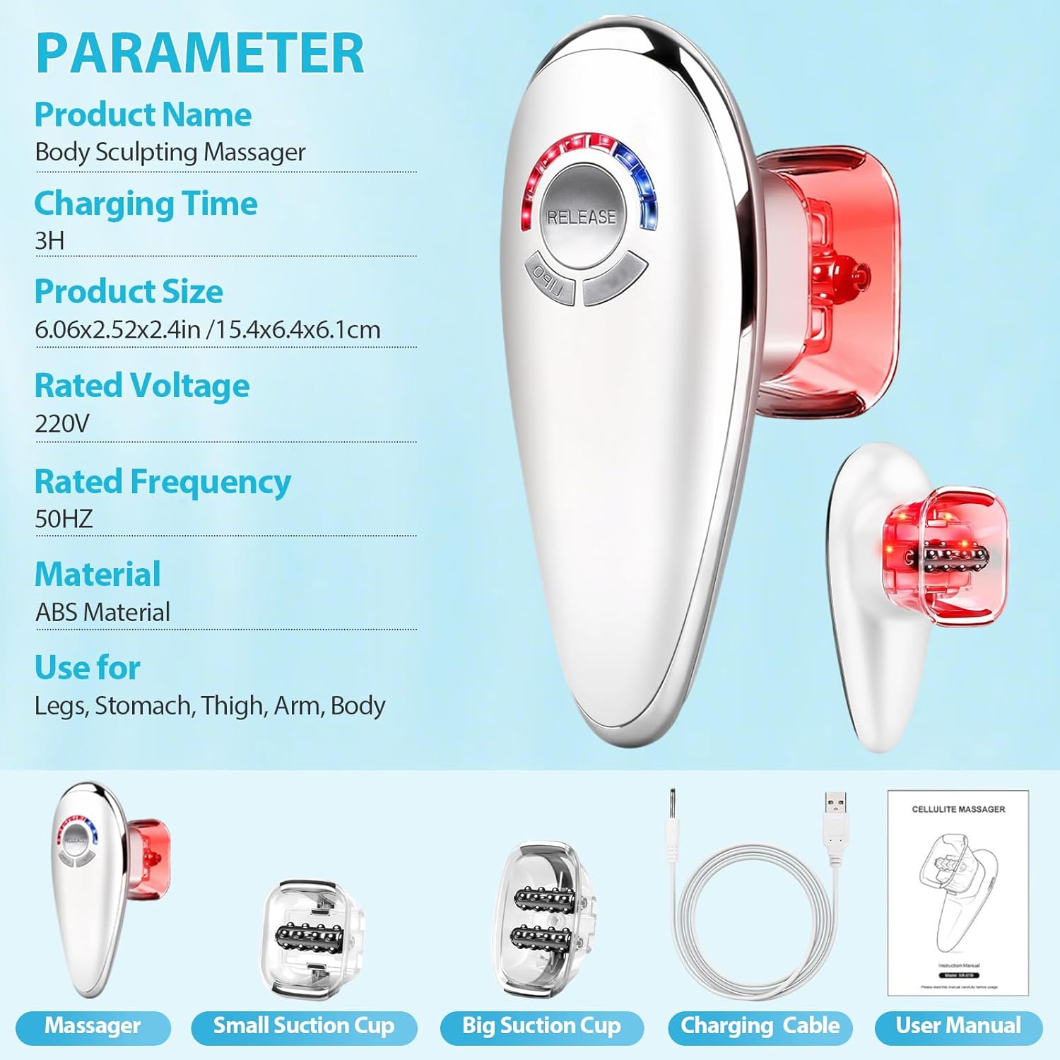 Body Sculpting Machine, 3-in-1 Electric Cellulite Massager Electric Cupping Therapy Massager,for Belly, Waist, Arms, Leg, Home Tool,Effectively Tightens The Skin - Image 5