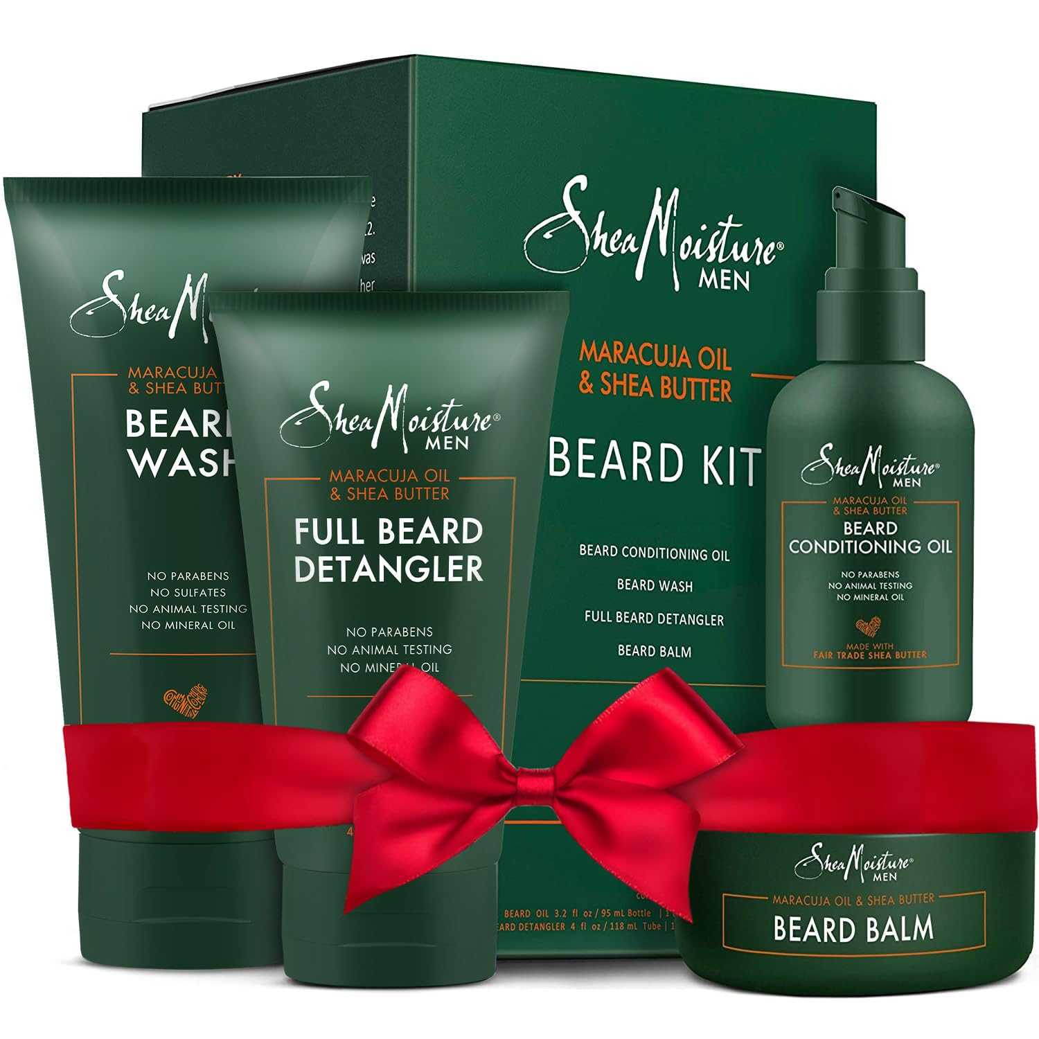 Shea Moisture Complete Beard Kit All Natural Ingredients Malacca Oil and Shea Butter Beer Loom Beard Conditioning Oil Beer Wash Beer Detangler Gift Box