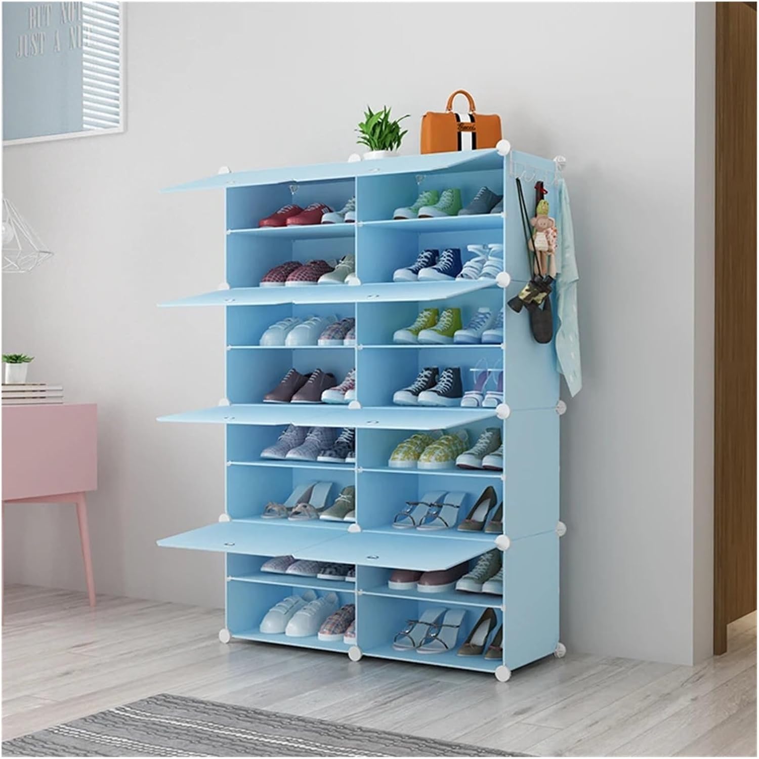 16 Cubes Large Modern Plastic Home Furniture Shoes Cabinets ，Compatible for Living Room(K)