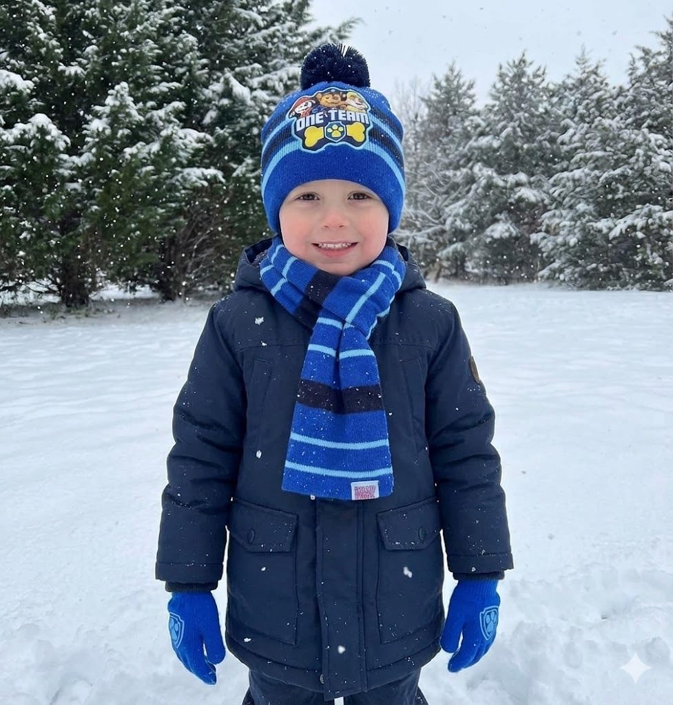 Nickelodeon Boys Toddler Winter Hat, Scarf & Mittens Set 2-4 Or Paw Patrol Marshall Hat, Scarves & Kids Gloves Sets 4-7