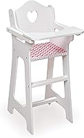 Vista 9 de Badger Basket Silla alta de muñeca de juguete con accesorios y kit de personalización para muñecas de 18 pulgadas - BlancoRosaChevron
