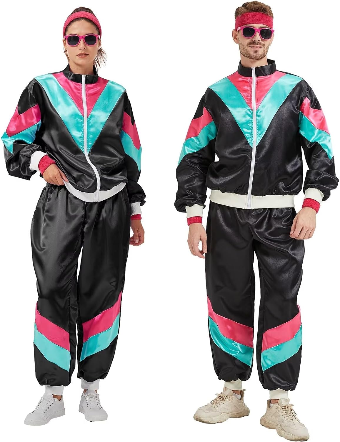 80s 90s Tracksuit for Men Women Retro Hip Hop Outfit Track Suit Windbreaker Set for Couples Costume - Image 2