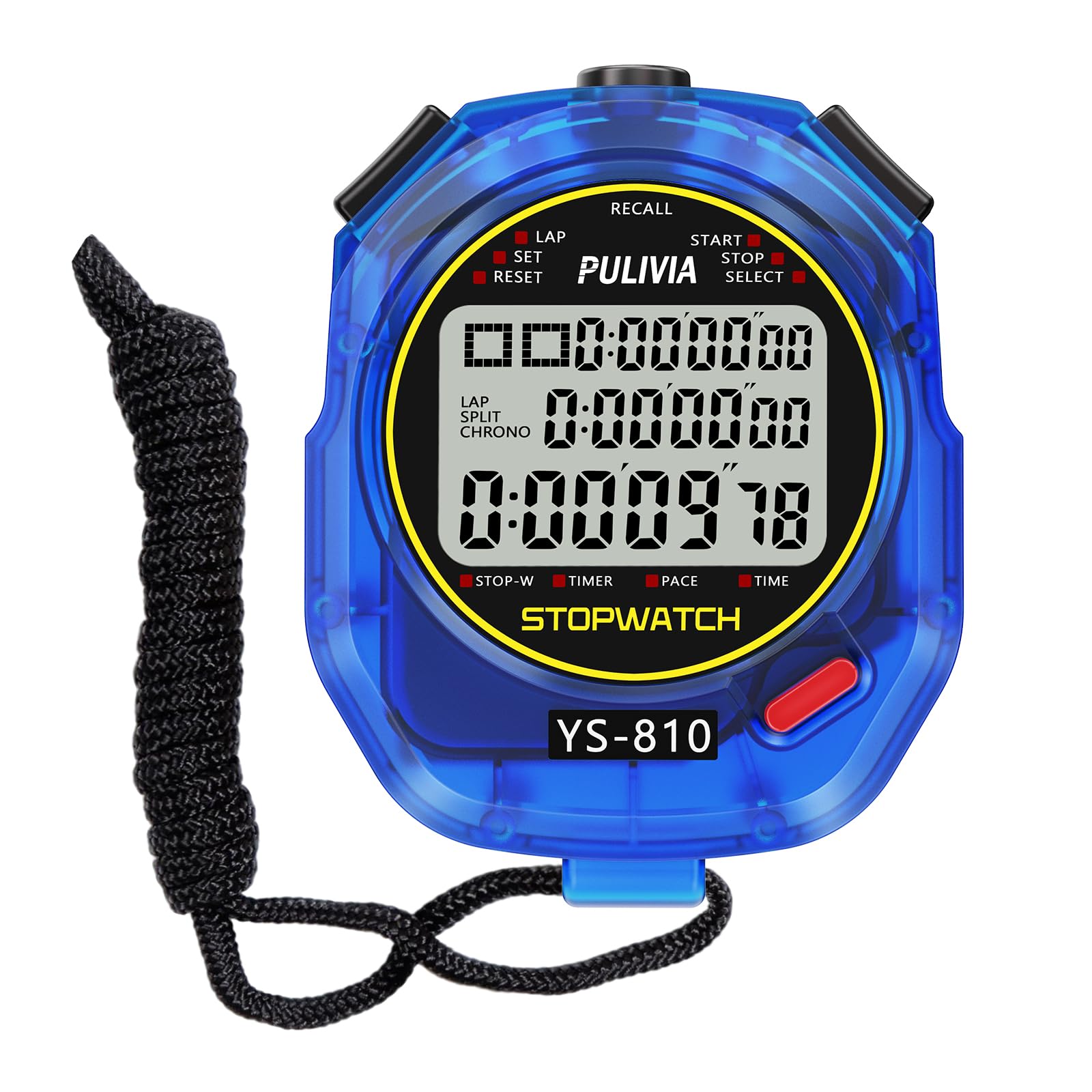 Stopwatch Timer Multi Splits/Laps Digital Stop-Watch for Sports