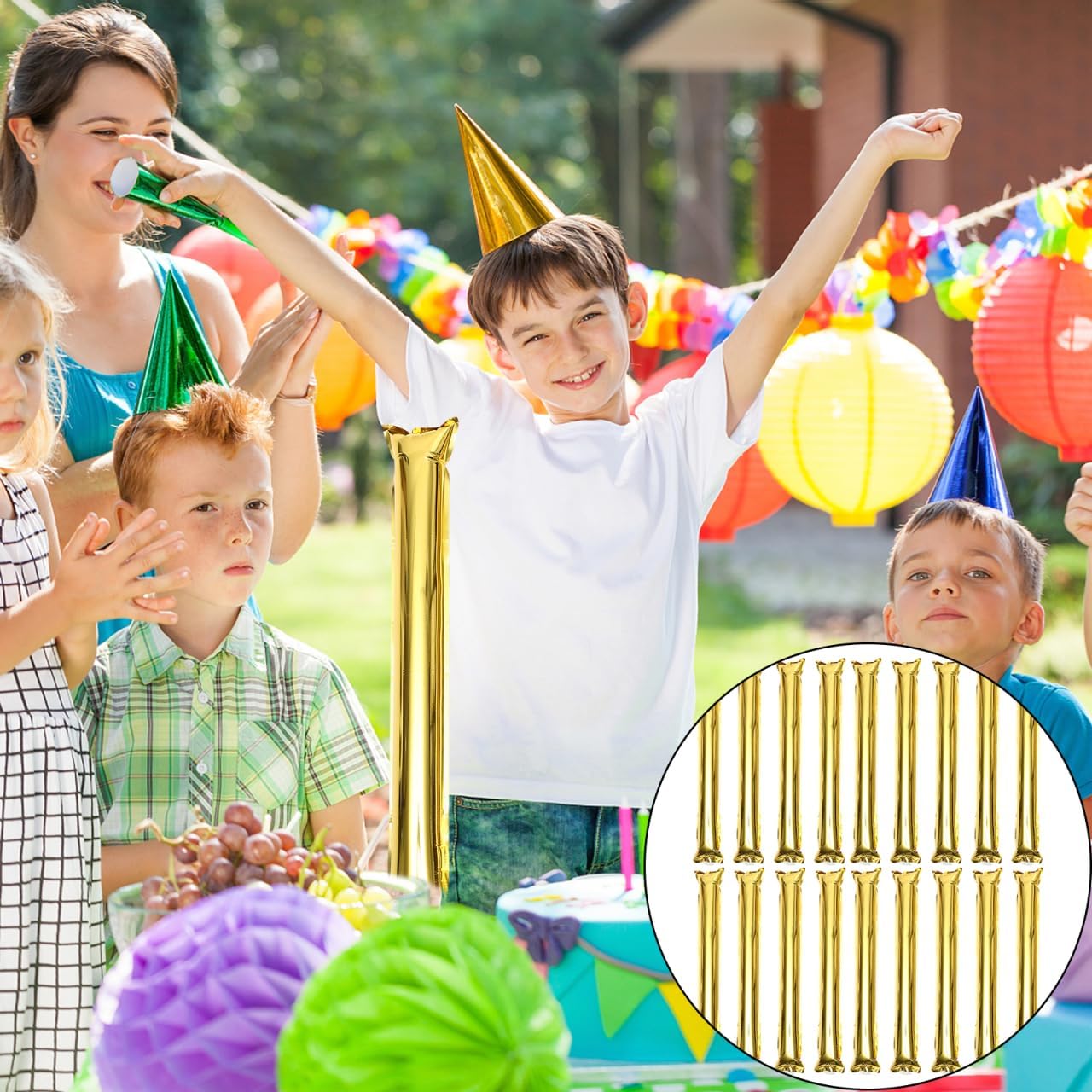 HANABASS 24 Pcs Inflatable Thunder Sticks Noise Makers Cheering Sticks for Sports Events Concerts Parties