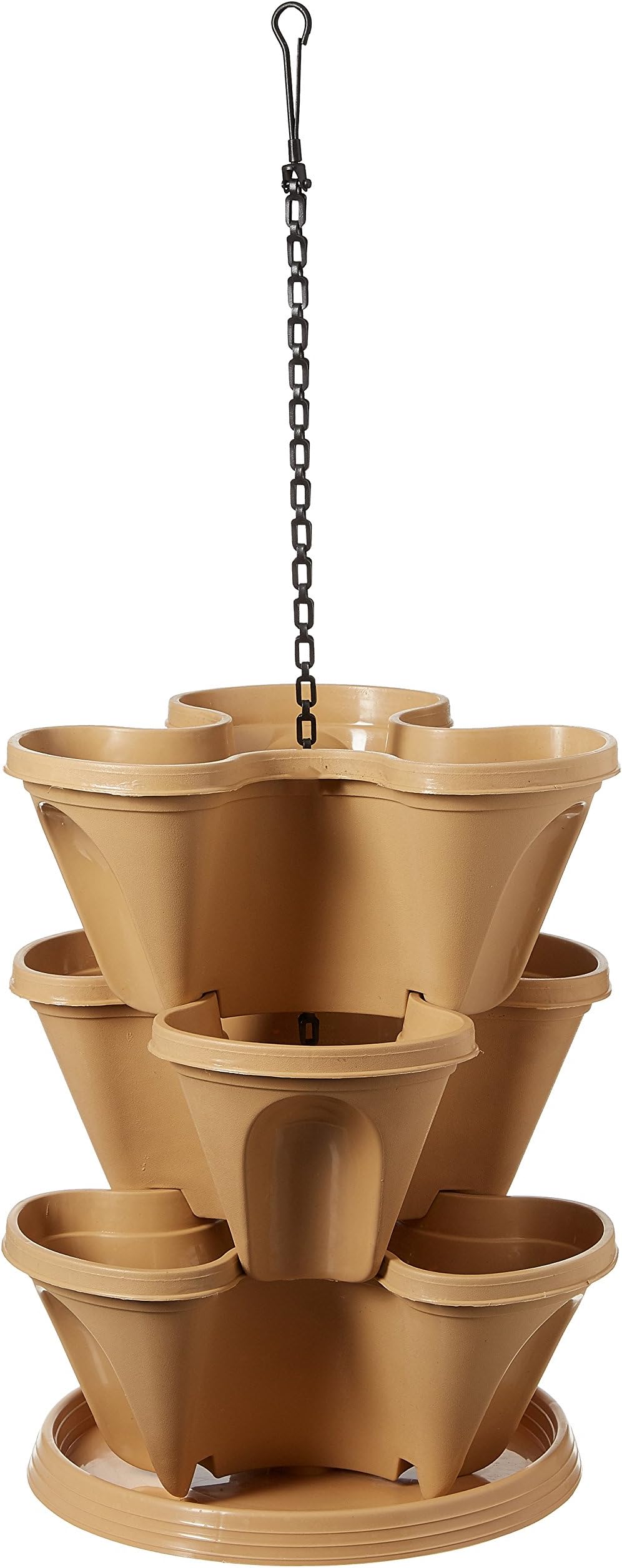 Gardens Need Plastic Stack-A-Pot Hanging Set (Beige, 5-Pieces)