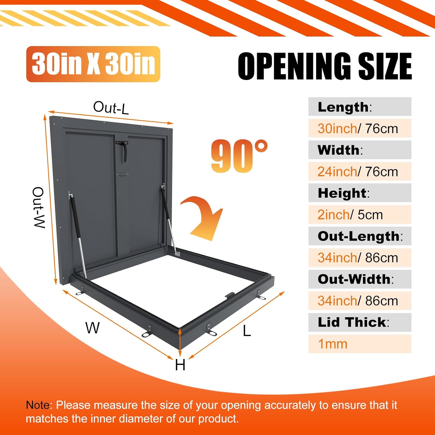 30" X 30" Roof Access Hatch, Galvanized Steel Roof Security Door, Large Commercial Manhole/Cellar Export Lid, Attic Skylights Roof Hatch Vent Access Door