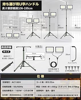 Amazon.co.jp: SUKITEN 投光器 led 作業灯 160W 20,000lm 屋外