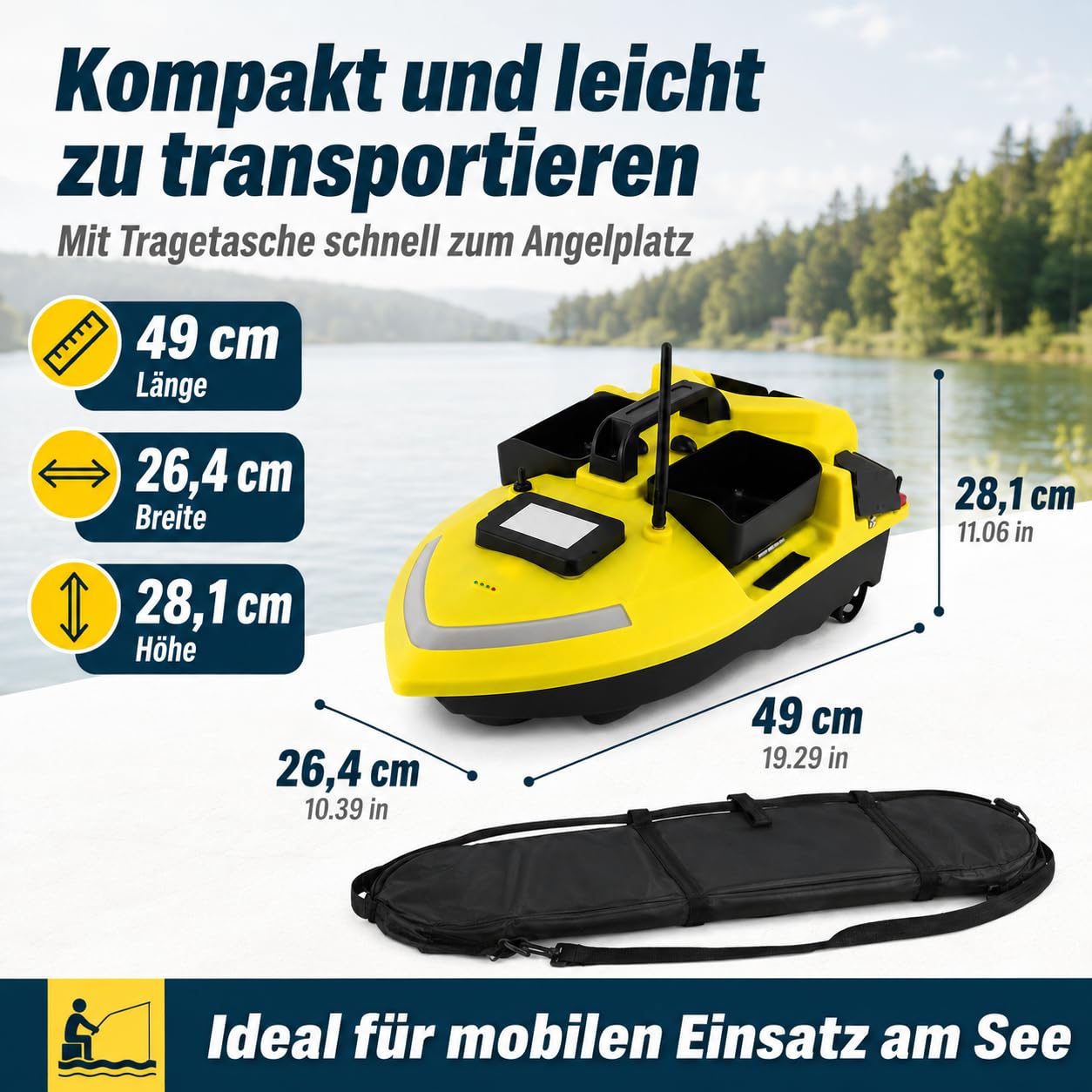 Barca per mangimi con GPS RC, barca a distanza con 3 camere di esca, luce LED, ritorno automatico, barca GPS Cruise con batteria da 12000 mAh