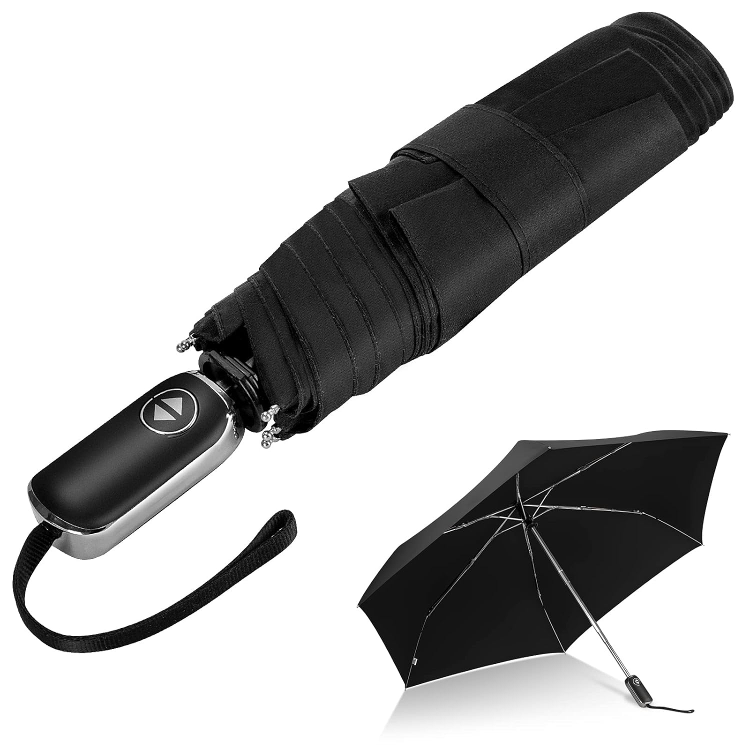 LEAGERA Compact Travel Umbrella for Purse - Flat Handle Waterproof for Light Rain
