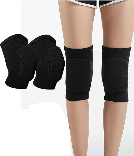 Rodilleras de Esponja YYaaloa para Voleibol, Baile, Fútbol, Yoga, Baloncesto y Patinaje (Medio, Negro 1Par)