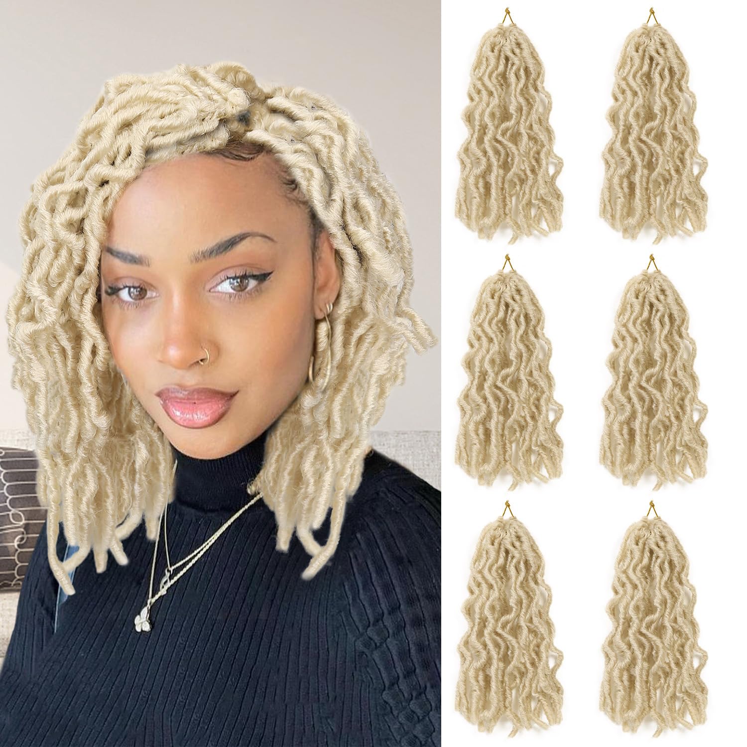 WIGNEE Faux Locs Crochet Hair Locs 6 Packs Crochet Dreadlocks for Black Women (8 Inches 1B/27)