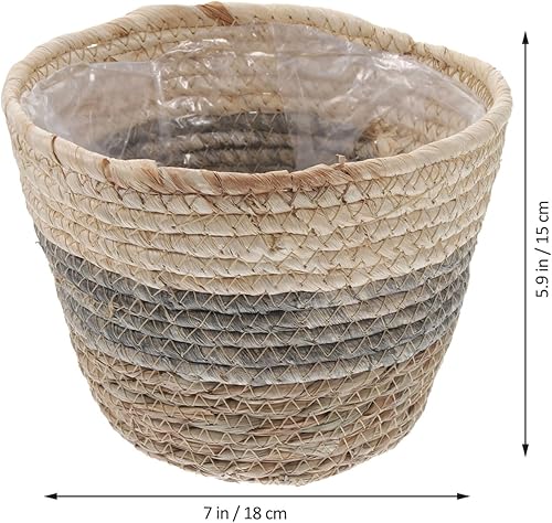 Miniatura 3 de DOITOOL 2 cestas de flores tejidas para decoración de interiores, cestas ligeras de césped natural para flores y plantas, decoración rústica moderna