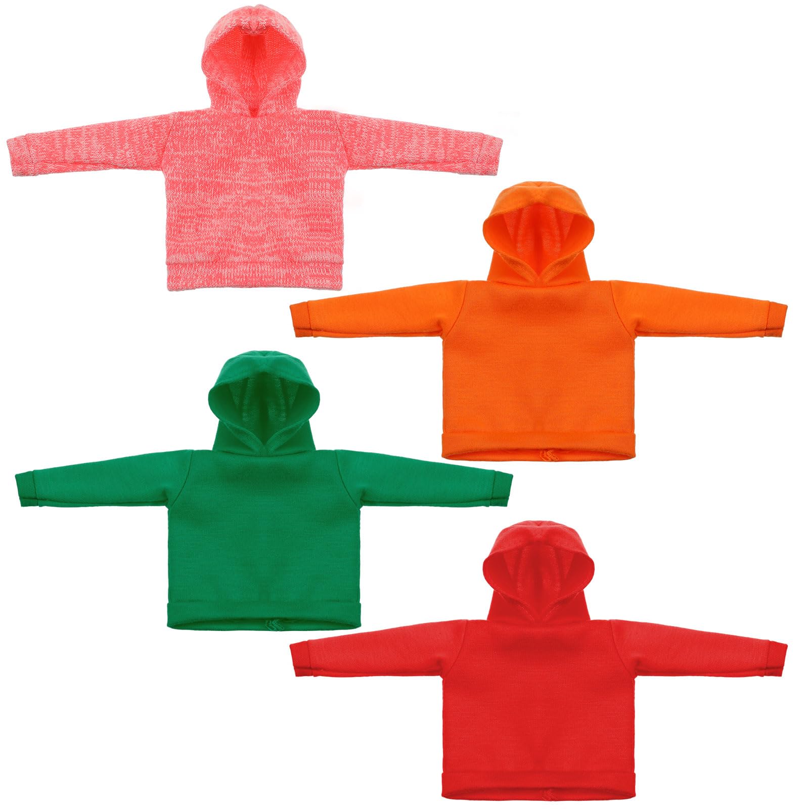 Bencailor 4 Pcs Doll Clothes Winter Sweater Hoodie Accessories Cute Hoodie Clothing Set(Pink Red Orange Green,11.5 Inch Doll)