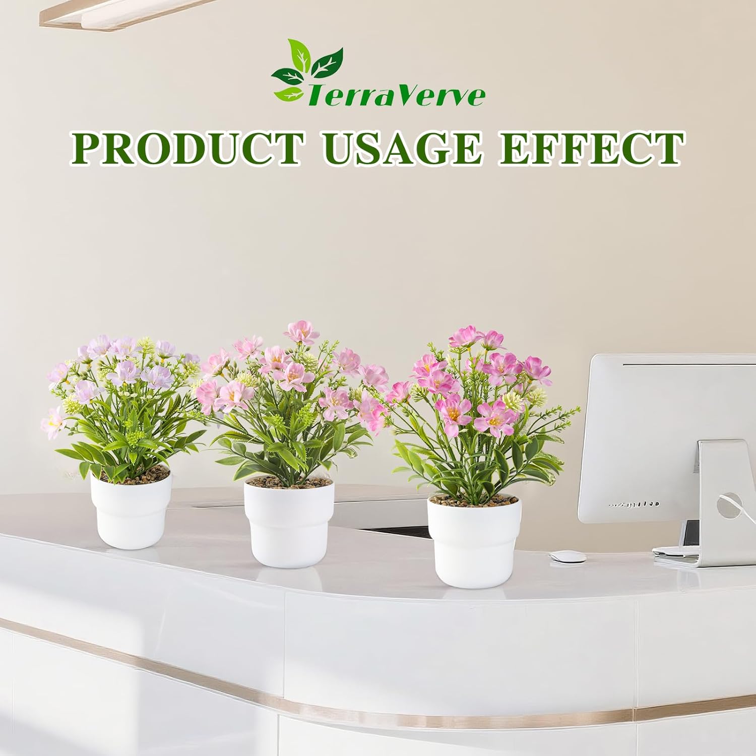 3-Piece Artificial Table Plant ， Lifelike Indoor Plants for Home, Office, Bedroom, Bathroom Decor ，Rustic Farmhouse Style mini Potted plantsry