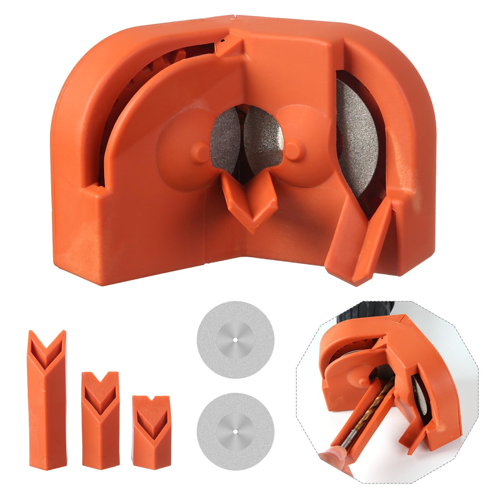 VIDOO Elektrisches Bohrerschärfgerät Mehrzweck Schleifmaschine für HSS Hartmetall Kobalt Bits-Orange