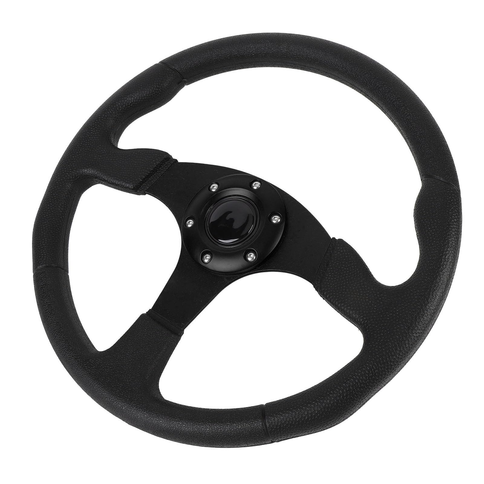 Volante Sportivo Universale 14 Pollici in Pelle PU con Cornice in Alluminio, 6 Fori, Nero, per Auto Racing