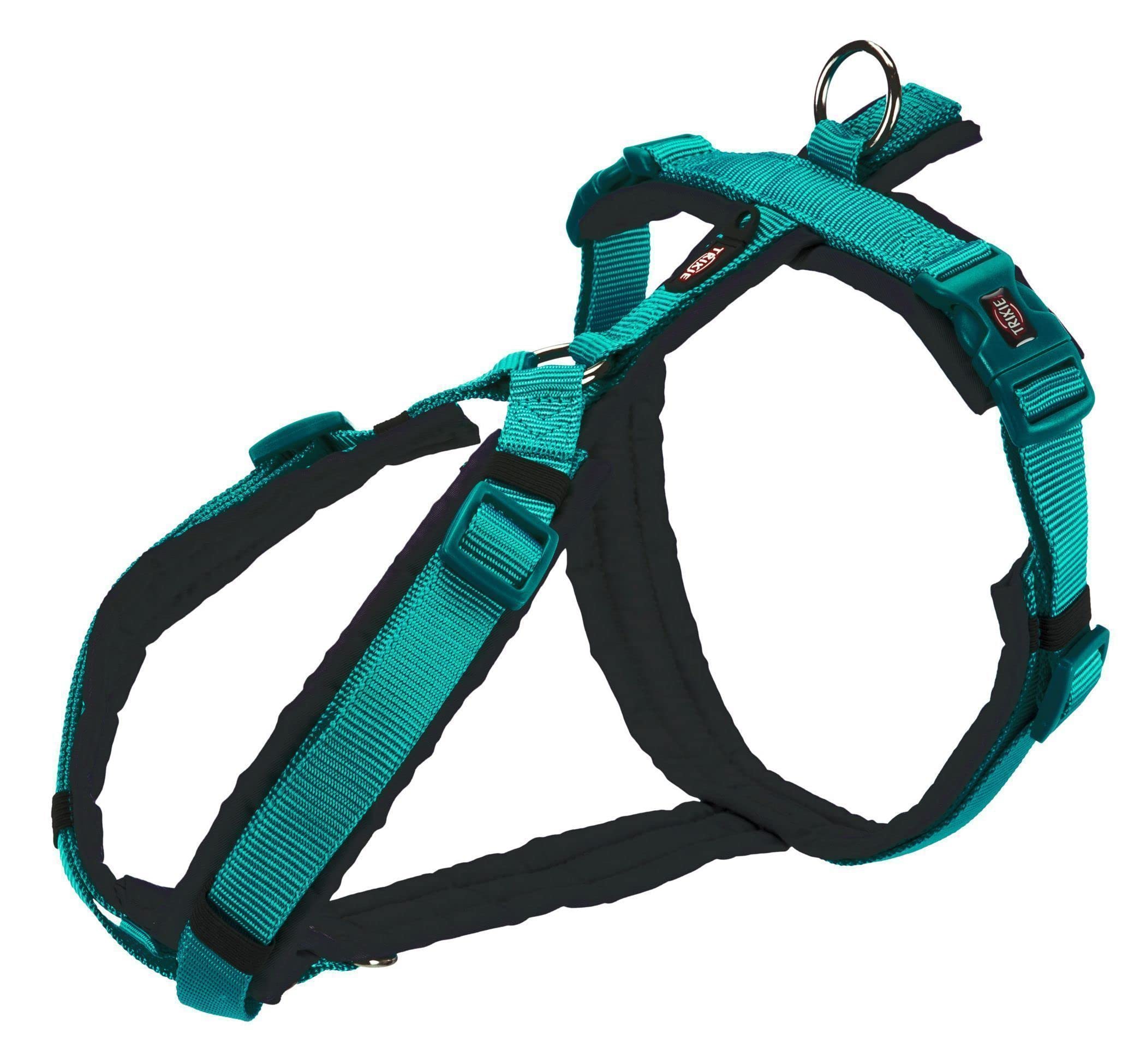 Trixie New Premium Trekking Geschirr, L: 70-85 cm/25 mm, Ozeanblau/Graphit, Hund