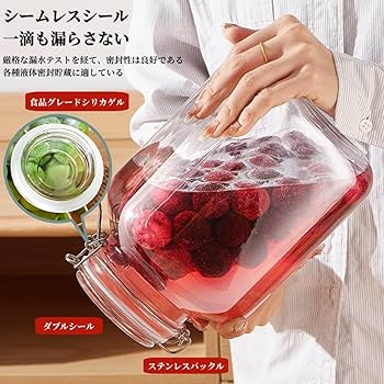 イマン　ダイアナローズ　ガラス瓶　梅酒ビン Amazon｜梅酒 瓶 ガラスびん 果実酒びん 3L/4L/5L 大容量食品