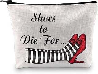 Wizard Dorothy Shoes Inspired Gift Shoes To Die For Makeup Bag Ruby Red Slippers Cosmetic Bag Musical Lover Gift Zipper Travel Bag (Shoes To Die For White Bag)