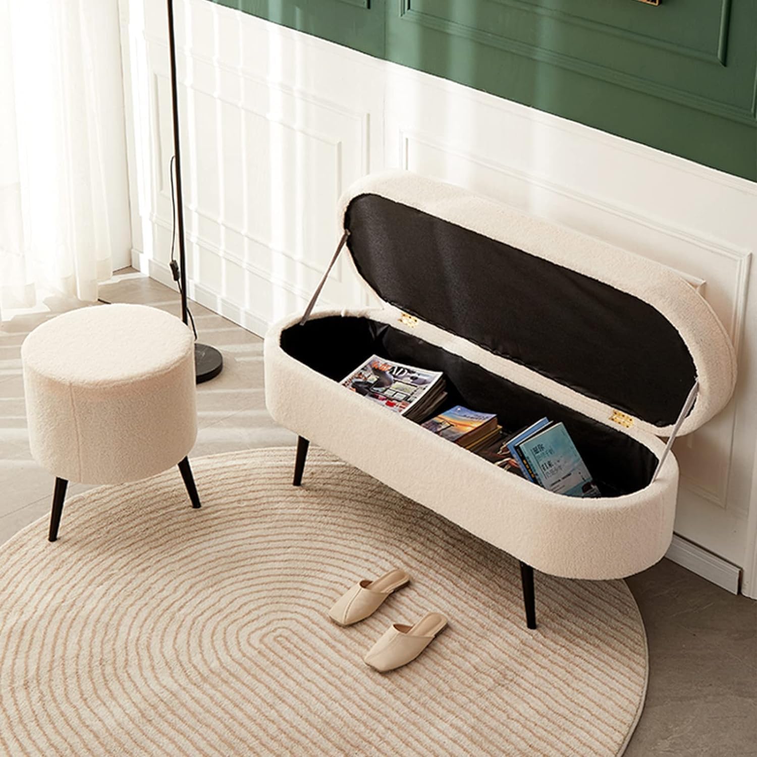 オットマン スツール モダンなオットマン パッド入りベルベット房状