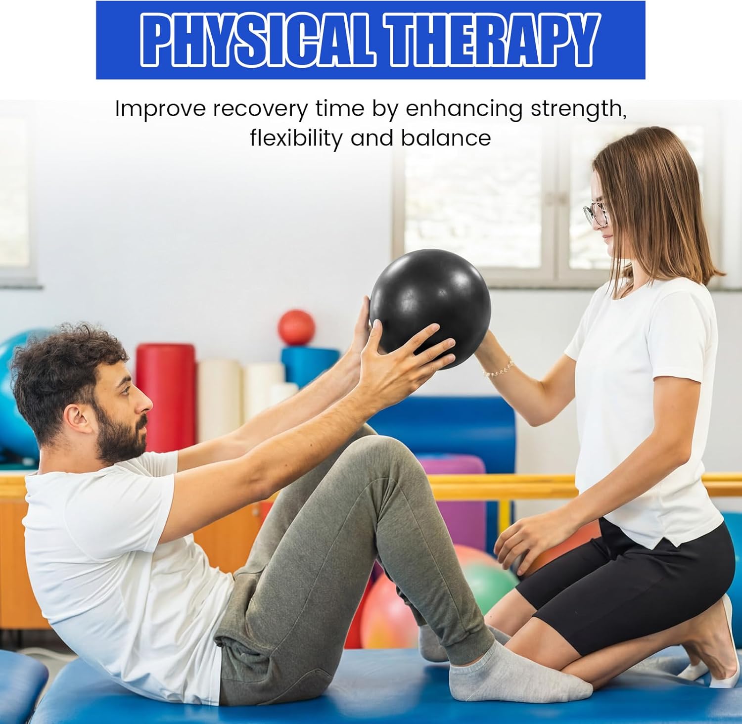 40 Pcs 9 Inch Bulk Pilates Balls Resistance Bands Set 20 Mini Bulk Exercise Balls Yoga 20 Resistance Loop Exercise Bands for Stability Fitness Physical Strength Office Training Gym