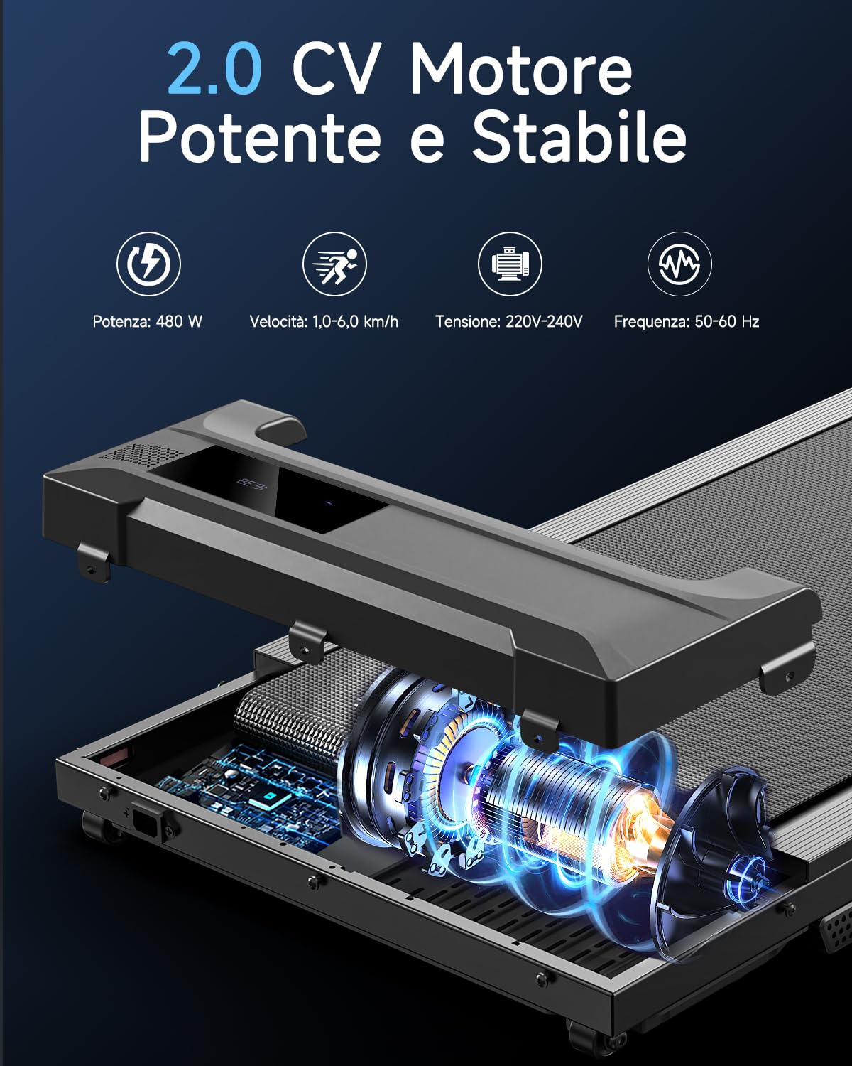 Walking Pad Tapis roulant per la casa – Home Office Tapis roulant Under Desk Tappetino da corsa silenzioso portatile compatto piccolo mini Treadmill indicatore LED pedale Remote Control