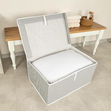Orret Home Multi-Purpose Lid Crate Type Hurch Organizer – Large Size Storage Box – Hard and Durable Storage Solution for Cabinet Inside, Under Bed and Under Base – Foldable (Cream, 60x40x30 Cm)