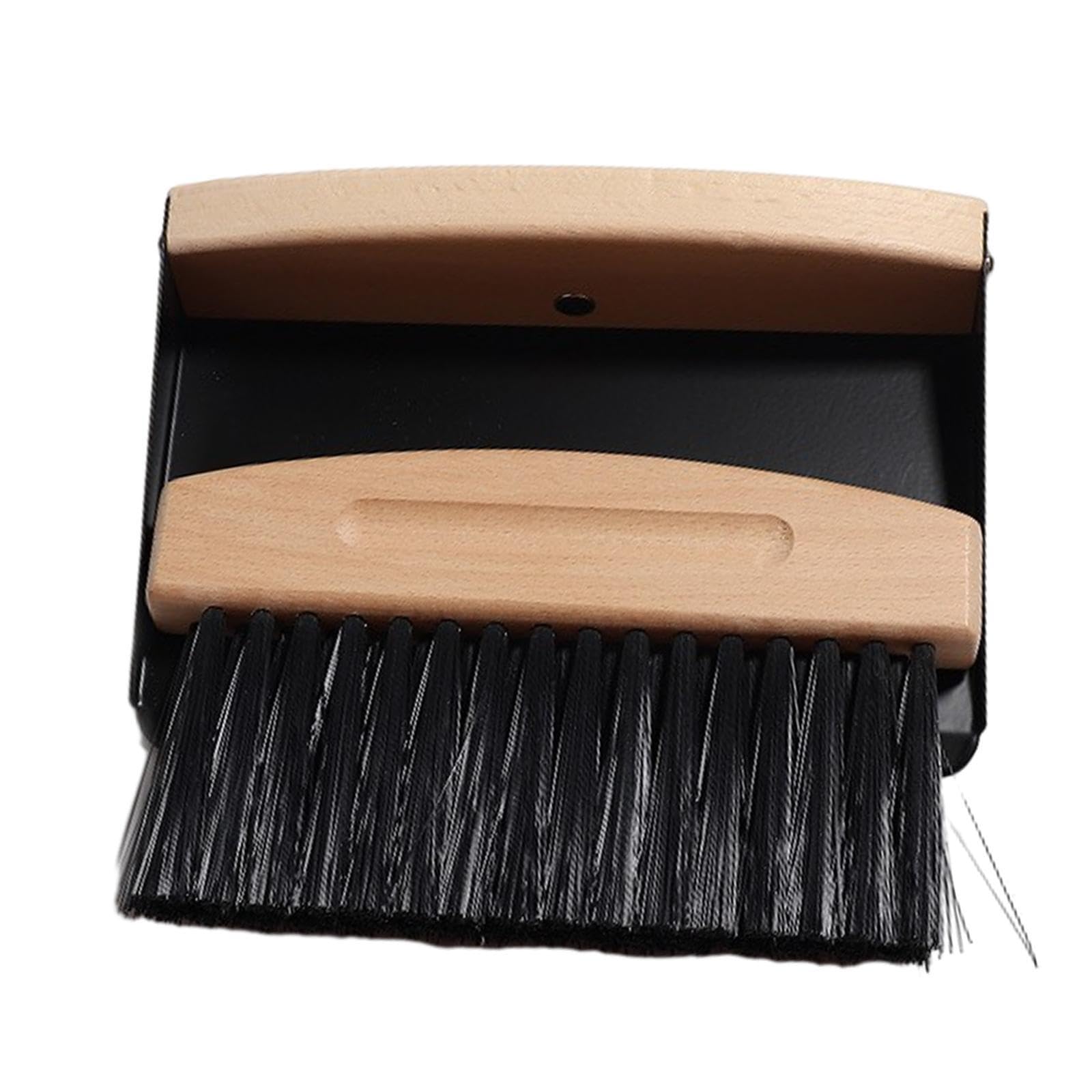 ALCXAZS Desktop Cleaning Broom Dustpan Set Compact Handy Tool For Keyboard Household And Craft Needs Handheld Broom And Dustpan Set Is Cleaning Various Areas , black PET bristles , 15.5x10.5x4cm