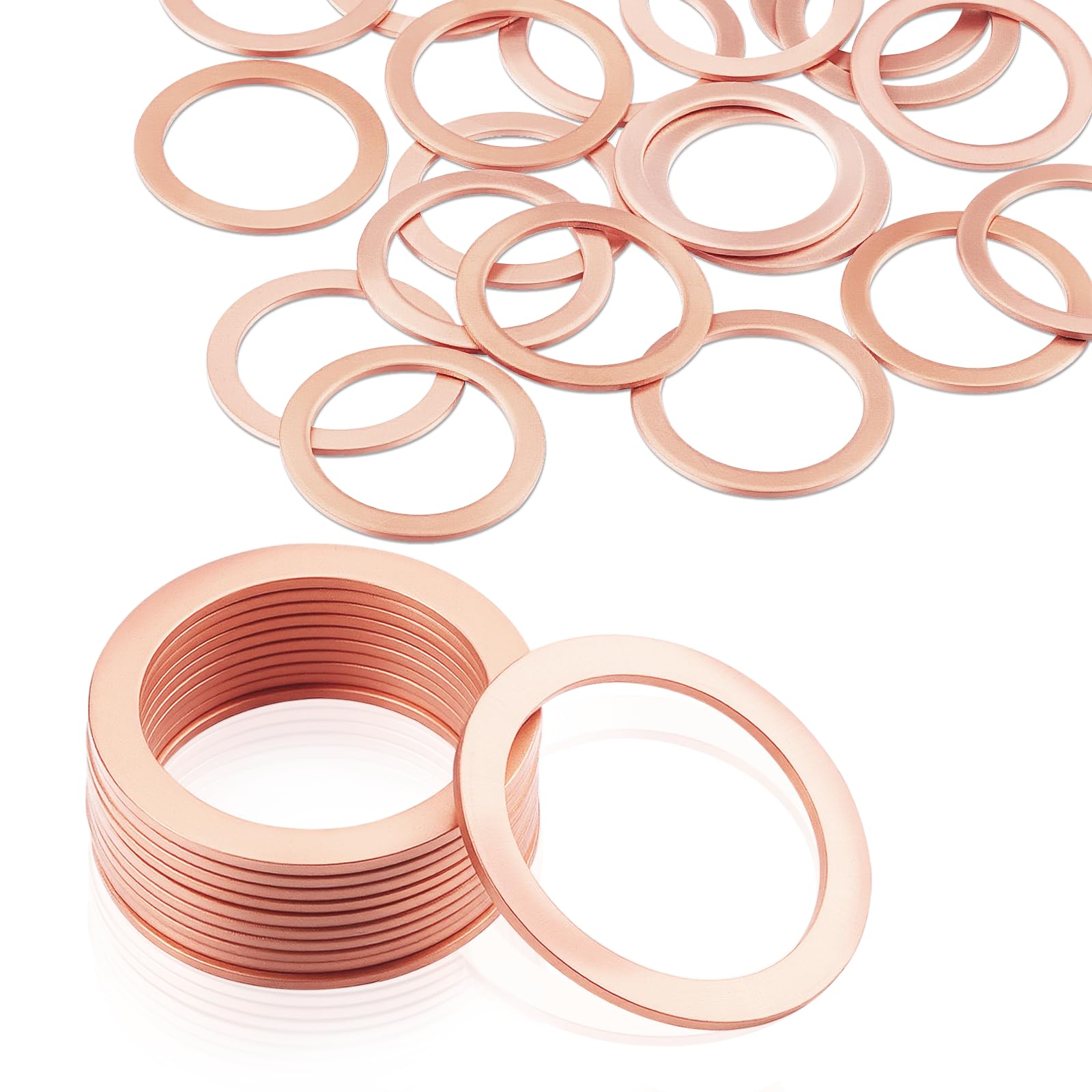NZNSML M20 x 26 x 1.5 mm Copper Washers 20 Pcs Copper Crush Washers Metric Flat Sealing Ring M20 Purple Bronze for Screws Bolts Sump Plug Electrical Connections