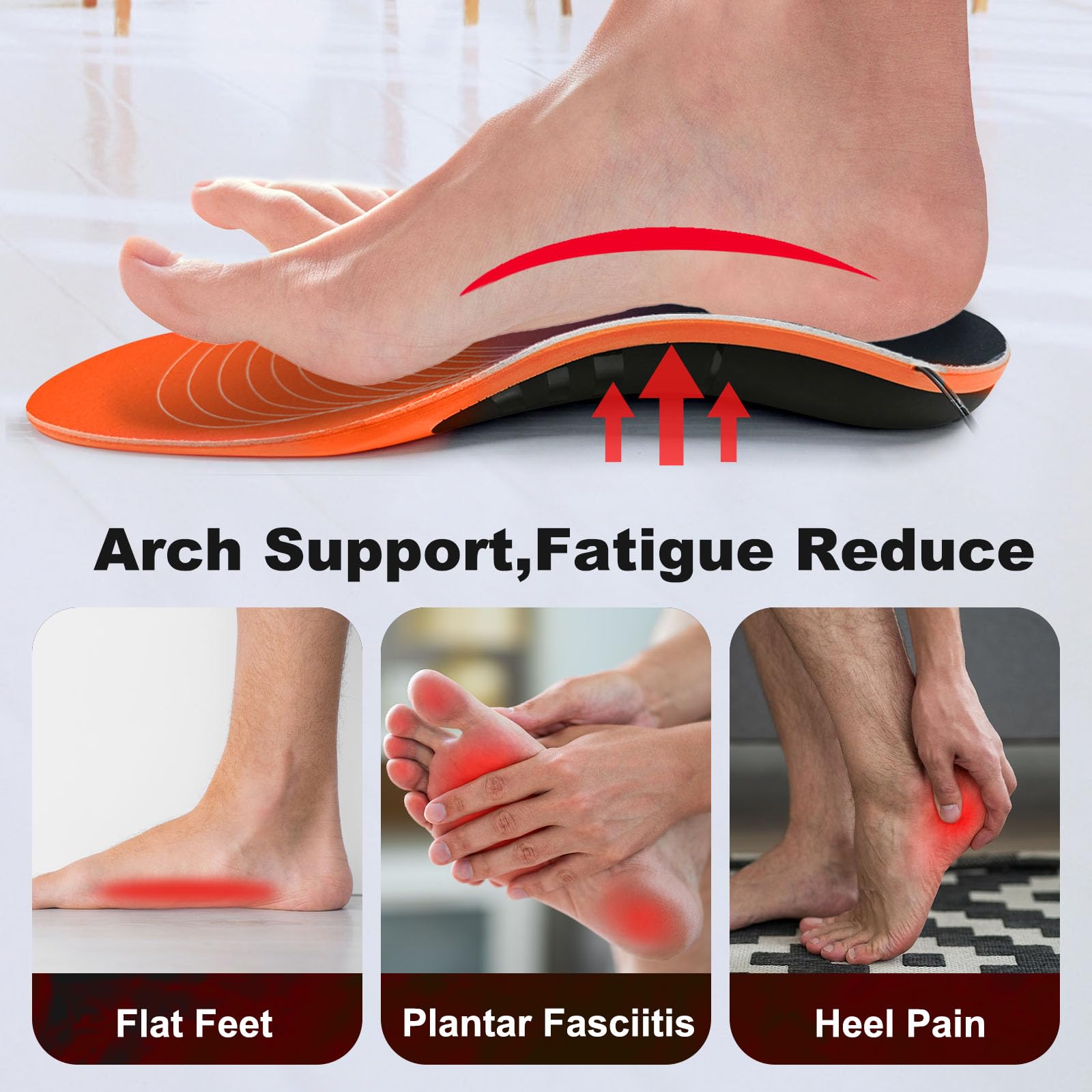 AYATAHA Electric Heated Plantar Insoles, Foot Warmers with Rechargeable Li-Ion Battery, Heavy Duty High Arch Inserts Outdoor Sports, Fatigue Reduce, Size M