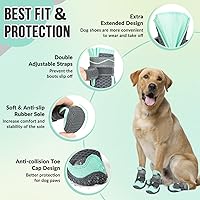Vista 5 de Lukovee Zapatos para perros, botas transpirables con suela de goma antideslizante para pavimento caliente, protector de patas de perro resistente al