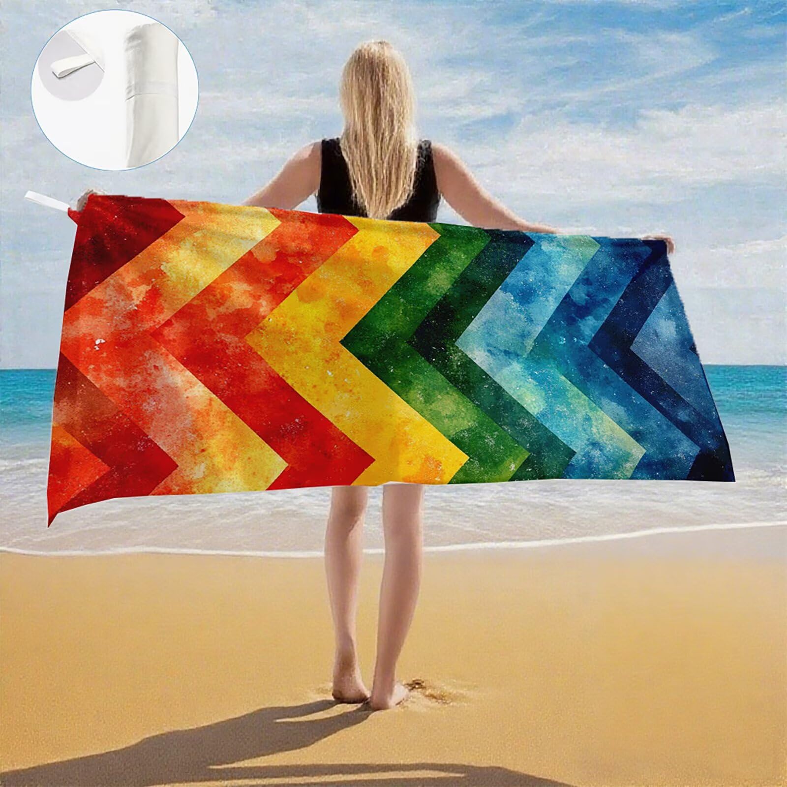 Telo Mare Microfibra, Telo Mare Grande 200x100 cm Set da 2, Antisabbia Asciugatura Rapida Assorbente Salvietta da Spiaggia Asciugamano per Palestra Piscina Viaggi Picnic, Regali Donna Moderno Q-675