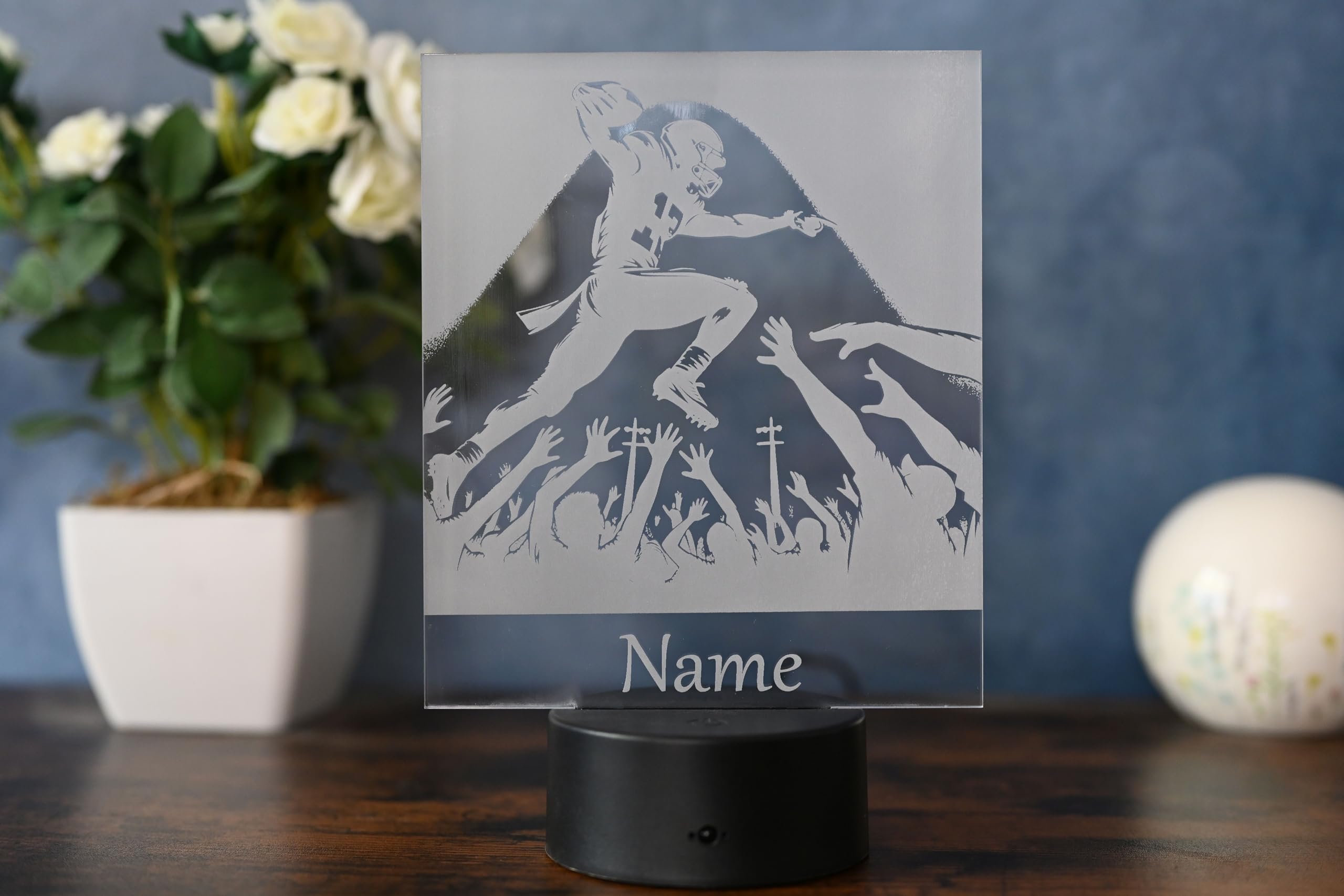 Personalisierte LED Football Lampe – American Football Geschenk, Nachtlicht, Deko, Football Geburtstag, Dekoration für Zuhause