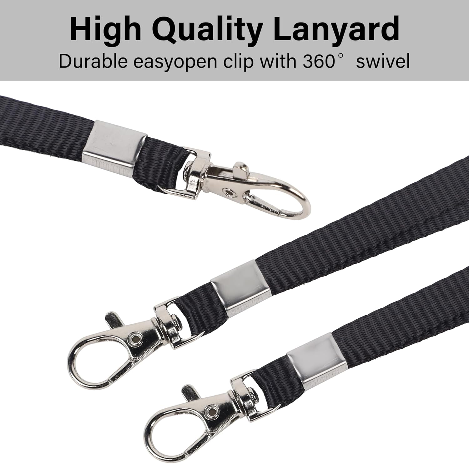 Happy Trees Black Lanyards Bulk for ID Badges, Breakaway Lanyard with Swivel Hooks, Neck Straps for ID Card Name Tags, Badge Holder (8 Pack) - Image 6