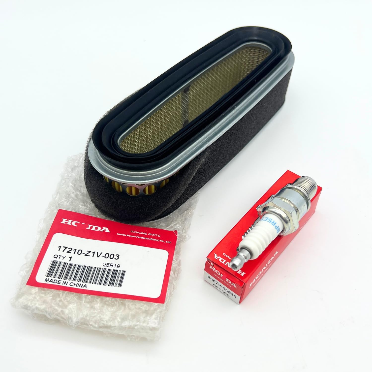 Genuine set of 17210-Z1V-003 Air Filter Z1V-003 and Genuine Spark Plug 98079-55846 BPR5ES for Honda GXV160H2 GXV160UH2 HRC216K3