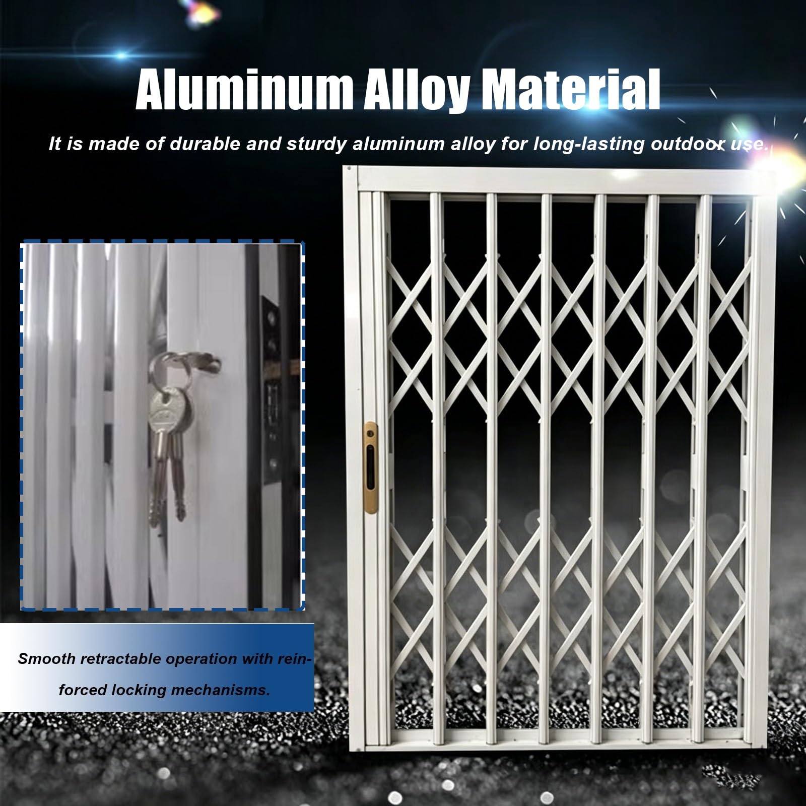 Grille de sécurité extensible accordéon antivol pour porte et fenêtre