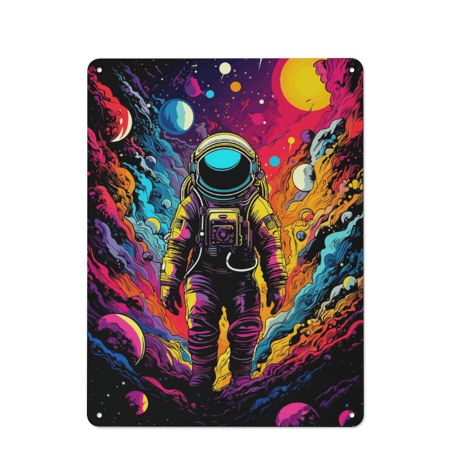 Junmoney Astronaut Lsd Retro Tin Wall Plaque 40X30cm Featuring For Garage Wall, For Vintage Wall Decor Fans, For Themed Room Decoration