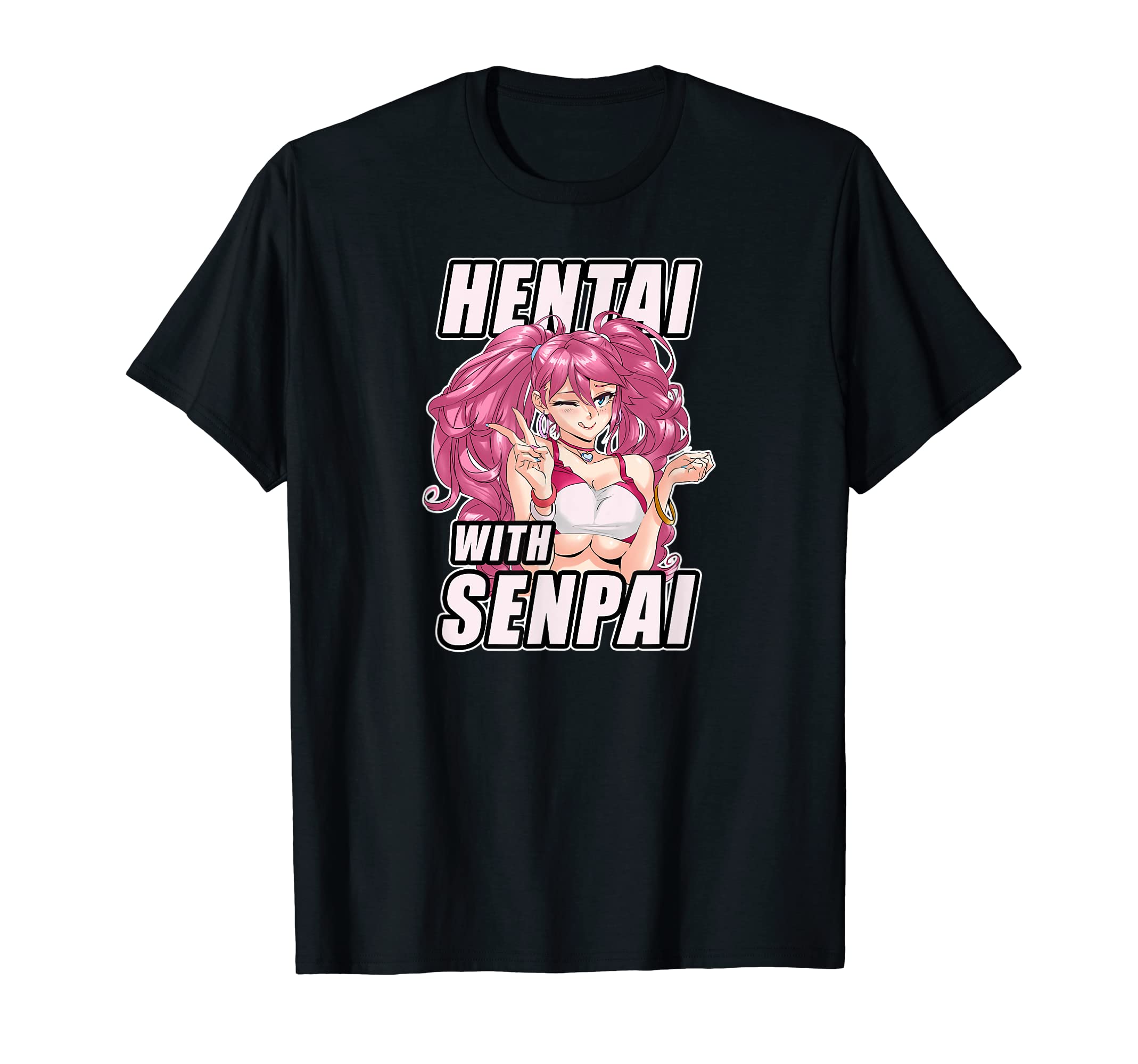 Japan Sexy Manga Girl TeeHentai with Senpai T-Shirt I Japanese Girl Anime Otaku Waifu T-ShirtOEKO-TEX STANDARD 100