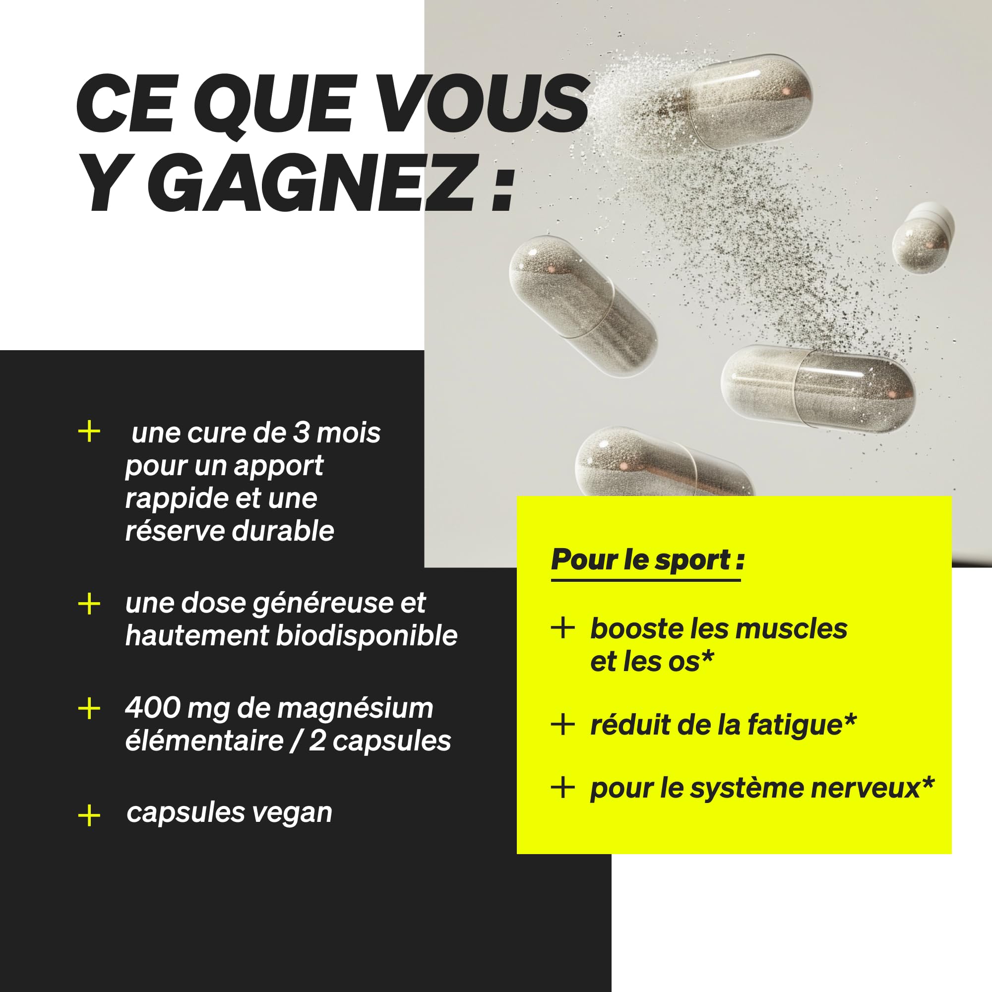 Complexe Magnésium – premium Constitué de cinq composés de haute qualité – 200mg de magnésium élémentaire par dose journalière – contrôlé en laboratoire, végane, hautement dosé